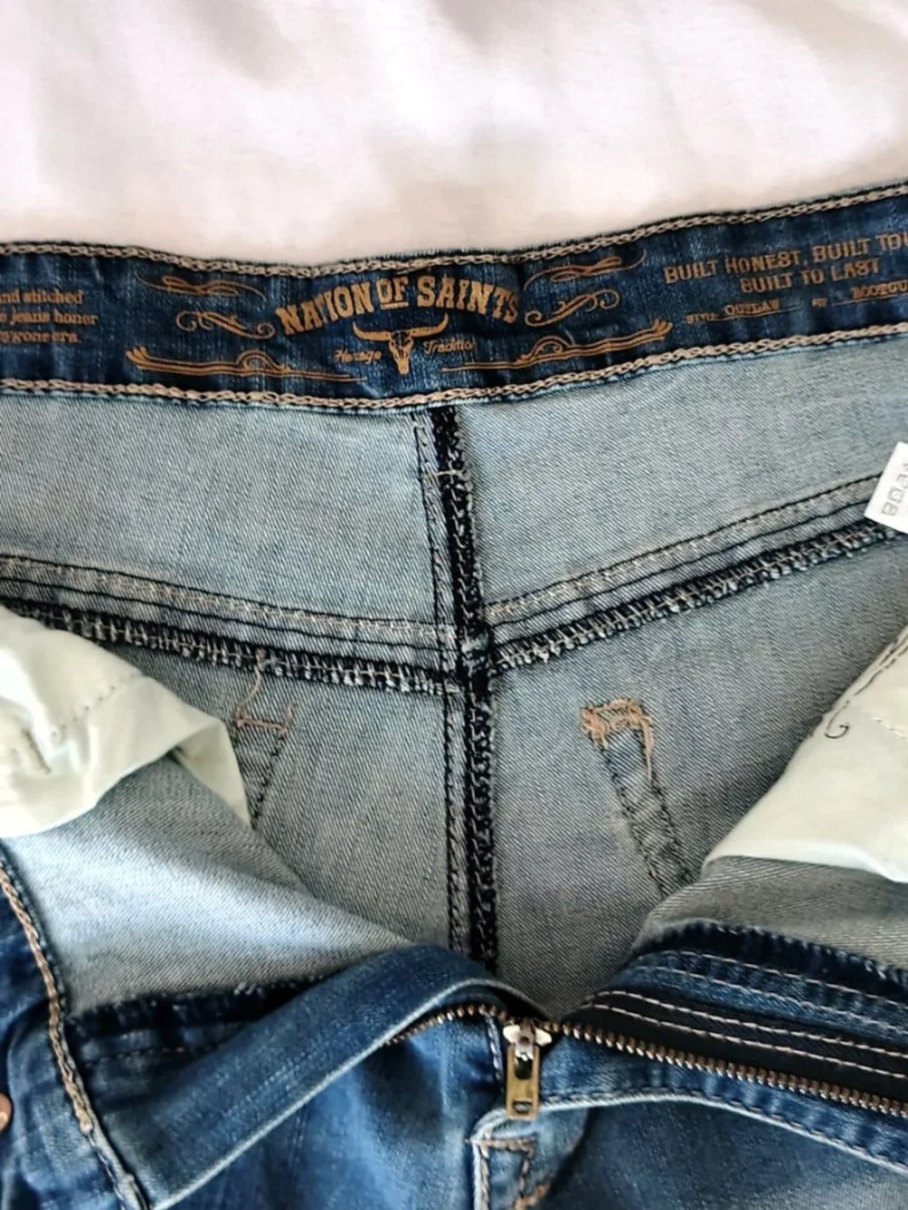 NWT Mens Nation of Saints Color Blue Size 34x32 Original Boot Cut Distressed Jea